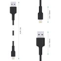 CB-AL05 kabel Lightning - USB-A 2m MFi Apple nylonowy oplot czarny