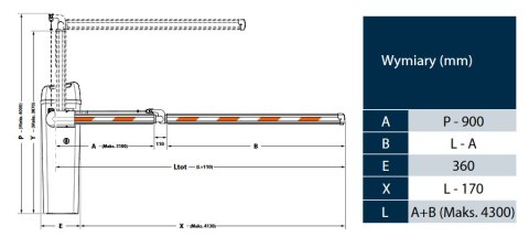 Szlaban FAAC B614 - zestaw z ramieniem "S" 3300mm Szlaban FAAC B614 - zestaw z ramieniem "S" 3300mm