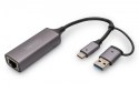 Karta sieciowa przewodowa USB 3.1 Typ C + USB A do 1x RJ45 2.5 Gigabit Ethernet 10/100/1000/2500Mbps Karta sieciowa przewodowa USB 3.1 Typ C + USB A do 1x RJ45 2.5 Gigabit Ethernet 10/100/1000/2500Mbps