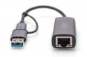 Karta sieciowa przewodowa USB 3.1 Typ C + USB A do 1x RJ45 2.5 Gigabit Ethernet 10/100/1000/2500Mbps Karta sieciowa przewodowa USB 3.1 Typ C + USB A do 1x RJ45 2.5 Gigabit Ethernet 10/100/1000/2500Mbps
