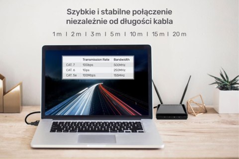 Unitek Kabel sieciowy płaski Ethernet Cat.7 5m Unitek Kabel sieciowy płaski Ethernet Cat.7 5m