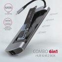 HMC-6M2 Wieloportowy hub USB-C 3.2 Gen 1, slot M.2 SATA + HDMI + GLAN + 2x USB-A + PD 100W HMC-6M2 Wieloportowy hub USB-C 3.2 Gen 1, slot M.2 SATA + HDMI + GLAN + 2x USB-A + PD 100W