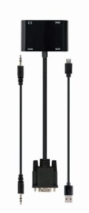 Konwerter sygnału VGA do HDMI + VGA czarny, 15 cm Konwerter sygnału VGA do HDMI + VGA czarny, 15 cm