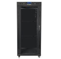 Szafa rack stojąca 19 cali 27U 800x1200 czarna drzwi szklane LCD FLAT PACK Szafa rack stojąca 19 cali 27U 800x1200 czarna drzwi szklane LCD FLAT PACK