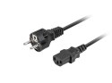 Kabel zasilający CEE 7/7 -> C320 C13 1.8m prosty, czarny Kabel zasilający CEE 7/7 -> C320 C13 1.8m prosty, czarny