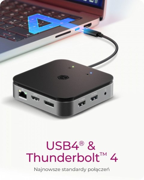 Stacja dokująca IB-DK408-C41 7w1,HDMI, DP,USB,LAN Stacja dokująca IB-DK408-C41 7w1,HDMI, DP,USB,LAN