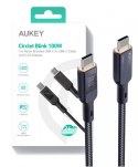 CB-MCC102 kabel USB-C - USB-C 1.8m 100W PD 5A 20V LED nylonowy oplot czarny CB-MCC102 kabel USB-C - USB-C 1.8m 100W PD 5A 20V LED nylonowy oplot czarny