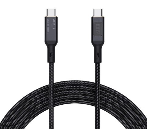 CB-MCC102 kabel USB-C - USB-C 1.8m 100W PD 5A 20V LED nylonowy oplot czarny CB-MCC102 kabel USB-C - USB-C 1.8m 100W PD 5A 20V LED nylonowy oplot czarny