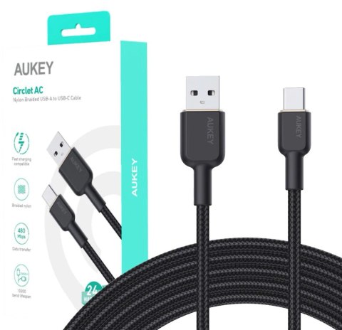 CB-NAC2 kabel USB-C - USB-A 1.8m 60W PD 3A 20V nylonowy oplot czarny CB-NAC2 kabel USB-C - USB-A 1.8m 60W PD 3A 20V nylonowy oplot czarny