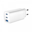 Ładowarka PowerDelivery 1xA 2xC GaN 65W Biała Ładowarka PowerDelivery 1xA 2xC GaN 65W Biała