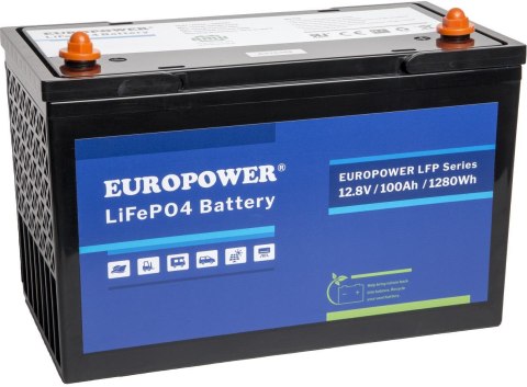 Akumulator LiFePO4 EUROPOWER serii LFP 12,8V 100Ah Bluetooth (Żywotność >2000 cykli) Akumulator LiFePO4 EUROPOWER serii LFP 12,8V 100Ah Bluetooth (Żywotność >2000 cykli)