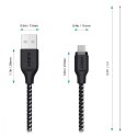 CB-AM2 kabel micro USB - USB-A 2m Quick Charge nylonowy oplot czarno-biały CB-AM2 kabel micro USB - USB-A 2m Quick Charge nylonowy oplot czarno-biały