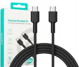 CB-CD45 kabel USB-C - USB-C 0,9m 60W PD 3A 20V nylonowy oplot czarny
