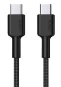 CB-CD45 kabel USB-C - USB-C 0,9m 60W PD 3A 20V nylonowy oplot czarny