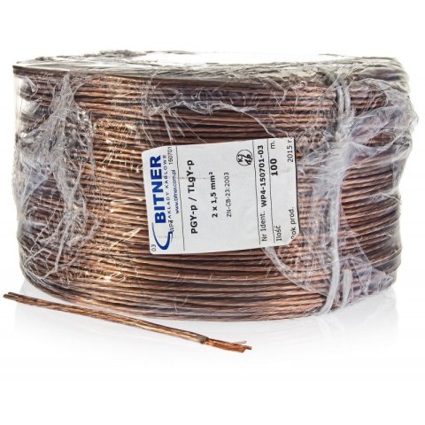 PRZEWÓD GŁOŚNIKOWY BITNER BiTsound PGY-p (TLgY) 2x1mm2 ROLKA 100m. PRZEWÓD GŁOŚNIKOWY BITNER BiTsound PGY-p (TLgY) 2x1mm2 ROLKA 100m.