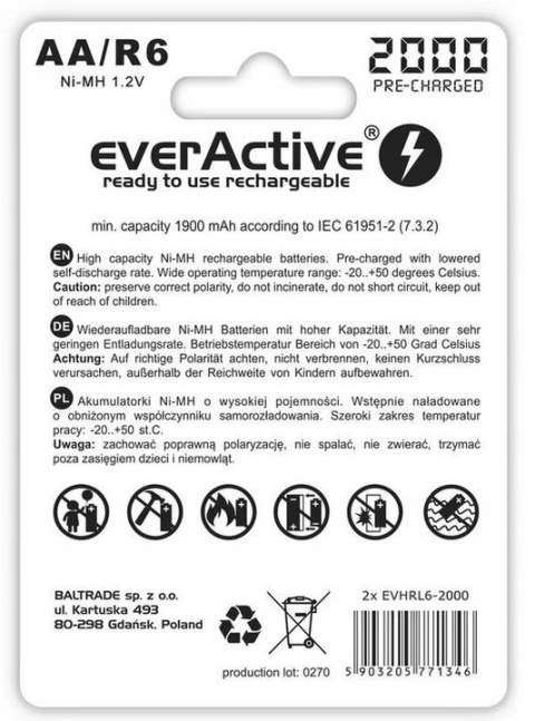 Akumulatorki R6 / AA Ni-MH everActive 2000mAh (box 2 szt.) Akumulatorki R6 / AA Ni-MH everActive 2000mAh (box 2 szt.)