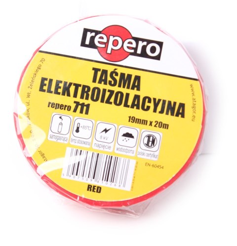 TAŚMA IZOLACYJNA REPERO 711E CZERWONA 19MMX20M TAŚMA IZOLACYJNA REPERO 711E CZERWONA 19MMX20M