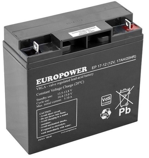 Akumulator AGM EUROPOWER serii EP 12V 17Ah (Żywotność 6-9 lat) Akumulator AGM EUROPOWER serii EP 12V 17Ah (Żywotność 6-9 lat)