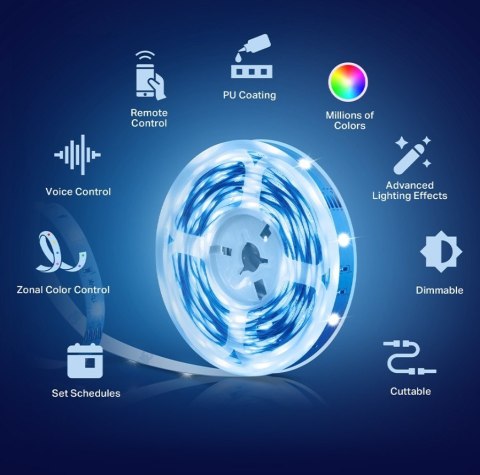 Taśma LED Smart Wi-Fi ze zmiennym kolorem SPEC: 2.4 GHz Wi-Fi, 802.11b/g/n, one 16.4 ft/5m RGB+IC LED light Taśma LED Smart Wi-Fi ze zmiennym kolorem SPEC: 2.4 GHz Wi-Fi, 802.11b/g/n, one 16.4 ft/5m RGB+IC LED light