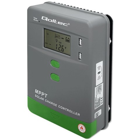 Solarny regulator ładowania MPPT z czujnikiem temperatury 30A | 12V/24V | LCD | 2xUSB | Bluetooth | APP | GEL | LiFePO4 Solarny regulator ładowania MPPT z czujnikiem temperatury 30A | 12V/24V | LCD | 2xUSB | Bluetooth | APP | GEL | LiFePO4