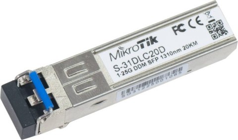 MODUŁ SFP MIKROTIK S-31DLC20D 1.25G SM 20km 1310nm MODUŁ SFP MIKROTIK S-31DLC20D 1.25G SM 20km 1310nm