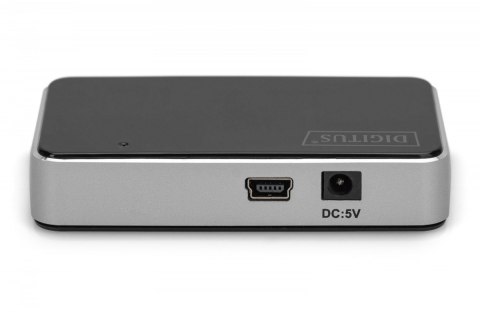 HUB/Koncentrator 4-portowy USB 2.0 HighSpeed, aktywny, czarno-srebrny