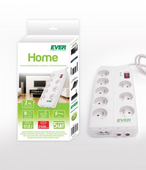 Listwa Home 2M 8 gniazd Filtrująca Listwa Home 2M 8 gniazd Filtrująca
