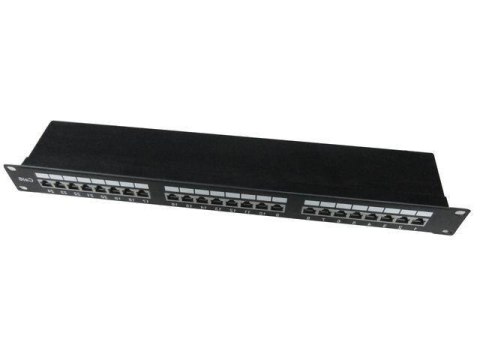 Patch Panel 24 Porty 1U 19'' Kat.6 ekran z funkcją organizacji kabli czarny Patch Panel 24 Porty 1U 19'' Kat.6 ekran z funkcją organizacji kabli czarny