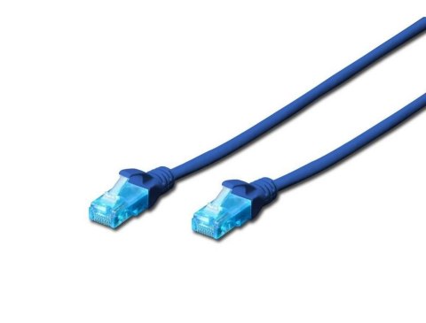 Patch cord RJ45-RJ45, kat.5e, U/UTP, AWG 26/7, PVC, 0.25m, niebieski Patch cord RJ45-RJ45, kat.5e, U/UTP, AWG 26/7, PVC, 0.25m, niebieski
