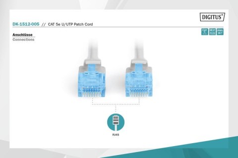 Patch cord U/UTP kat.5e PVC 0,5m szary Patch cord U/UTP kat.5e PVC 0,5m szary