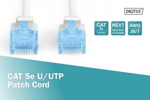 Patch cord U/UTP kat.5e PVC 1m Biały Patch cord U/UTP kat.5e PVC 1m Biały