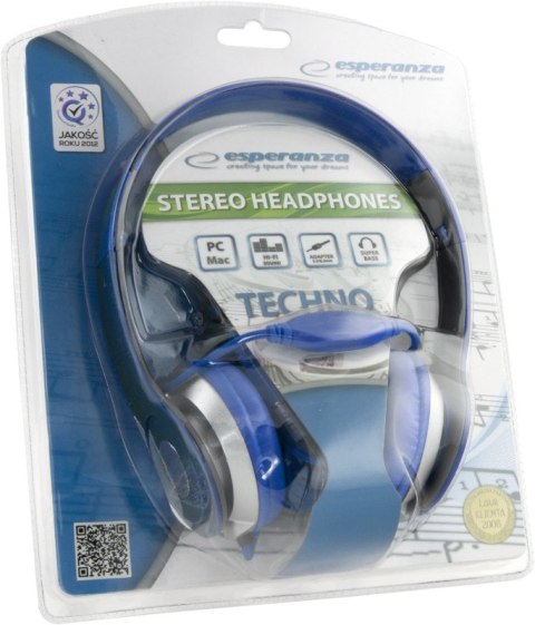 SŁUCHAWKI AUDIO STEREO TECHNO EH145B NIEBIESKIE SŁUCHAWKI AUDIO STEREO TECHNO EH145B NIEBIESKIE