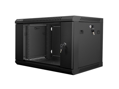 Szafa instalacyjna wisząca 19'' 6U 600X450mm czarna (drzwi szklane) Szafa instalacyjna wisząca 19'' 6U 600X450mm czarna (drzwi szklane)