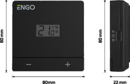 ENGO Controls EASY-BATB - Regulator temperatury, bateryjny, czarny, dobowy, natynkowy