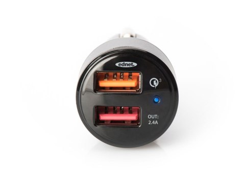 Ładowarka samochodowa Qualcomm Quick Charge 3.0, 2xUSB (3A/2.4A), czarno-srebrna Ładowarka samochodowa Qualcomm Quick Charge 3.0, 2xUSB (3A/2.4A), czarno-srebrna