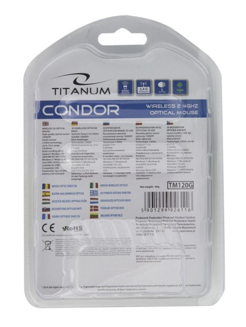 MYSZ BEZPREWODOWA CONDOR,3D,2.4GHz, TM120G MYSZ BEZPREWODOWA CONDOR,3D,2.4GHz, TM120G