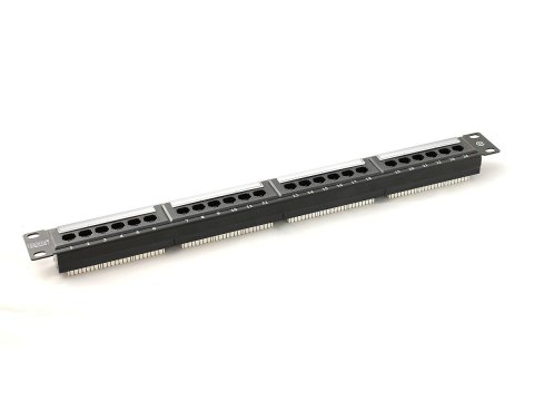 Patch panel 19" 24 porty, kat.5e, U/UTP, 1U, czarny (kompletny) Patch panel 19" 24 porty, kat.5e, U/UTP, 1U, czarny (kompletny)