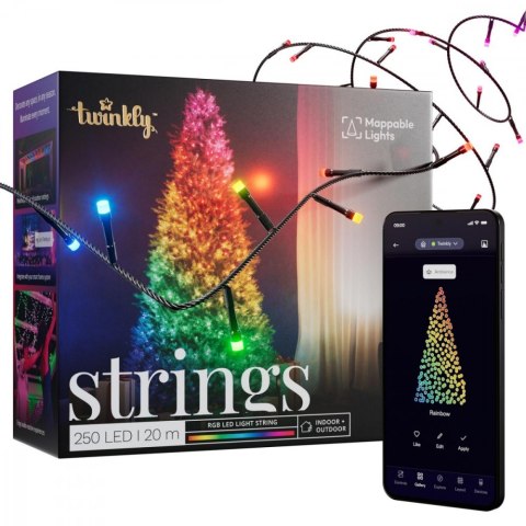 Inteligentne lampki choinkowe Strings 250 RGB LED, łańcuch, przezroczysty przewód, 20 m, IP44 Inteligentne lampki choinkowe Strings 250 RGB LED, łańcuch, przezroczysty przewód, 20 m, IP44