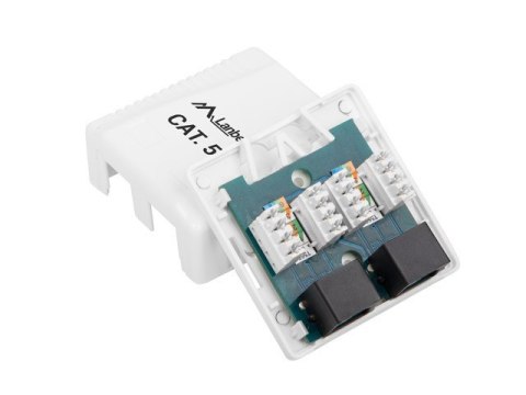 Gniazdo natynkowe 2x RJ45 Kat.5E białe Gniazdo natynkowe 2x RJ45 Kat.5E białe
