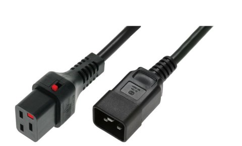 Kabel zasilający serwerowy blokada IEC LOCK 3x1,5mm2 C20 prosty/C19 prosty M/Ż 2m Czarny Kabel zasilający serwerowy blokada IEC LOCK 3x1,5mm2 C20 prosty/C19 prosty M/Ż 2m Czarny