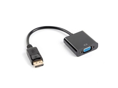 Adapter DisplayPort (M) -> VGA 15 pin (F) czarny na kablu Adapter DisplayPort (M) -> VGA 15 pin (F) czarny na kablu
