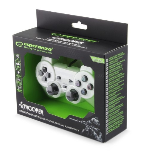 GAMEPAD PS3/PC USB TROOPER BIAŁO/CZARNY GAMEPAD PS3/PC USB TROOPER BIAŁO/CZARNY