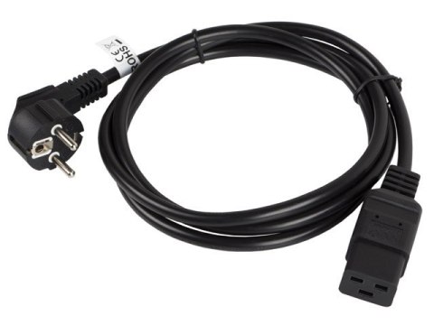 Kabel zasilający CEE 7/7 - IEC 320 C19 16A VDE 1.8M czarny Kabel zasilający CEE 7/7 - IEC 320 C19 16A VDE 1.8M czarny