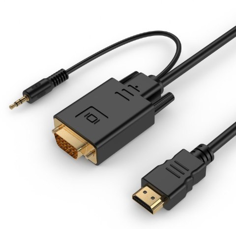Konwerter HDMI do VGA mini Jack 3m czarny Konwerter HDMI do VGA mini Jack 3m czarny