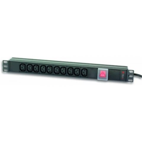 Listwa zasilająca Rack 19 cali do UPS 250V/10A, 10 gniazd, 2m czarna Listwa zasilająca Rack 19 cali do UPS 250V/10A, 10 gniazd, 2m czarna