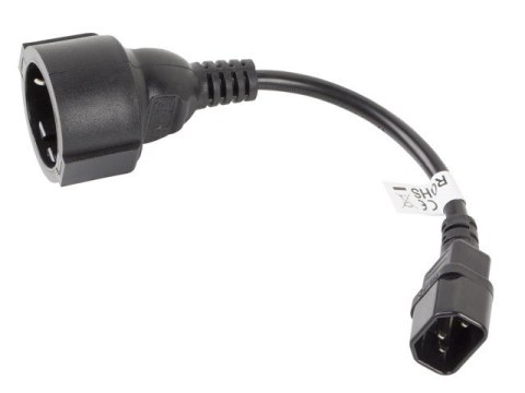 Przedłużacz kabla zasilającego IEC 320 C14 - Schuko 20cm czarny Przedłużacz kabla zasilającego IEC 320 C14 - Schuko 20cm czarny