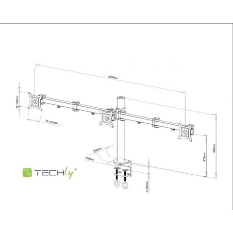Uchwyt biurkowy LCD/LED 13-24 cali potrójny 3x10kg, czarny Uchwyt biurkowy LCD/LED 13-24 cali potrójny 3x10kg, czarny