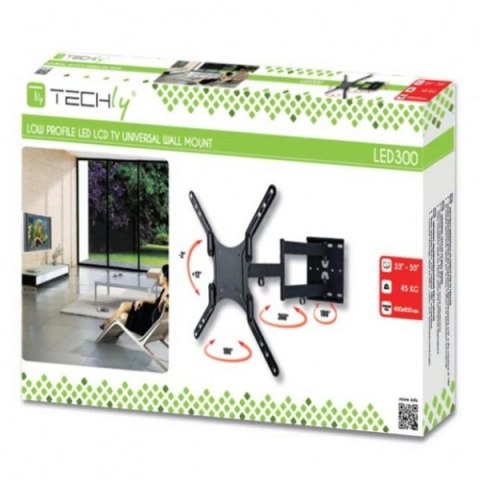 Uchwyt ścienny LCD/LED 23-55cali podwójne ramię, 45kg, czarny