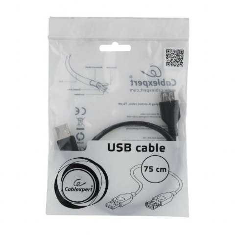 Przedłużacz kabla USB 2.0 AM-AFI 0.75m czarny Przedłużacz kabla USB 2.0 AM-AFI 0.75m czarny