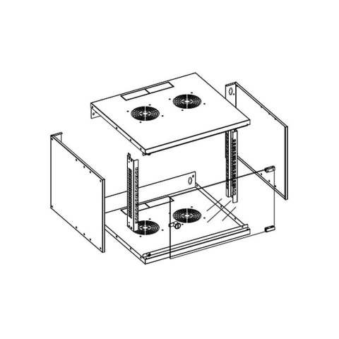 Szafka wisząca ECO 19cali 6U/450mm szklane drzwi zmontowana czarna Szafka wisząca ECO 19cali 6U/450mm szklane drzwi zmontowana czarna